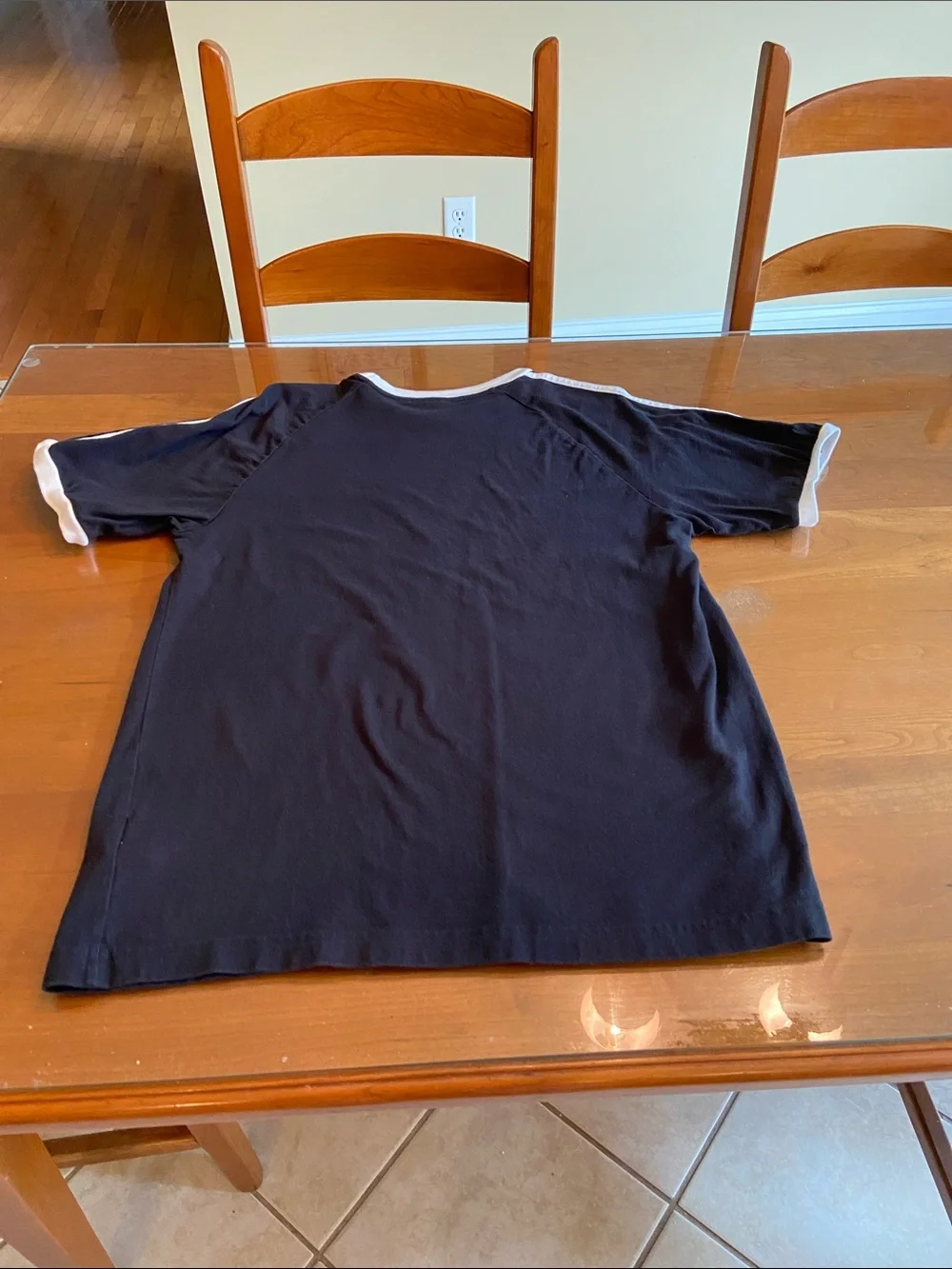 adidas Black Tee with White Trim and Three-Stripe Detail